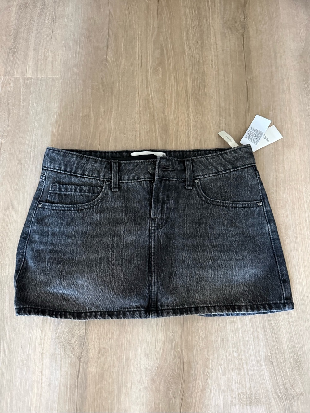 Hollister Black Washed Denim Mini Skirt